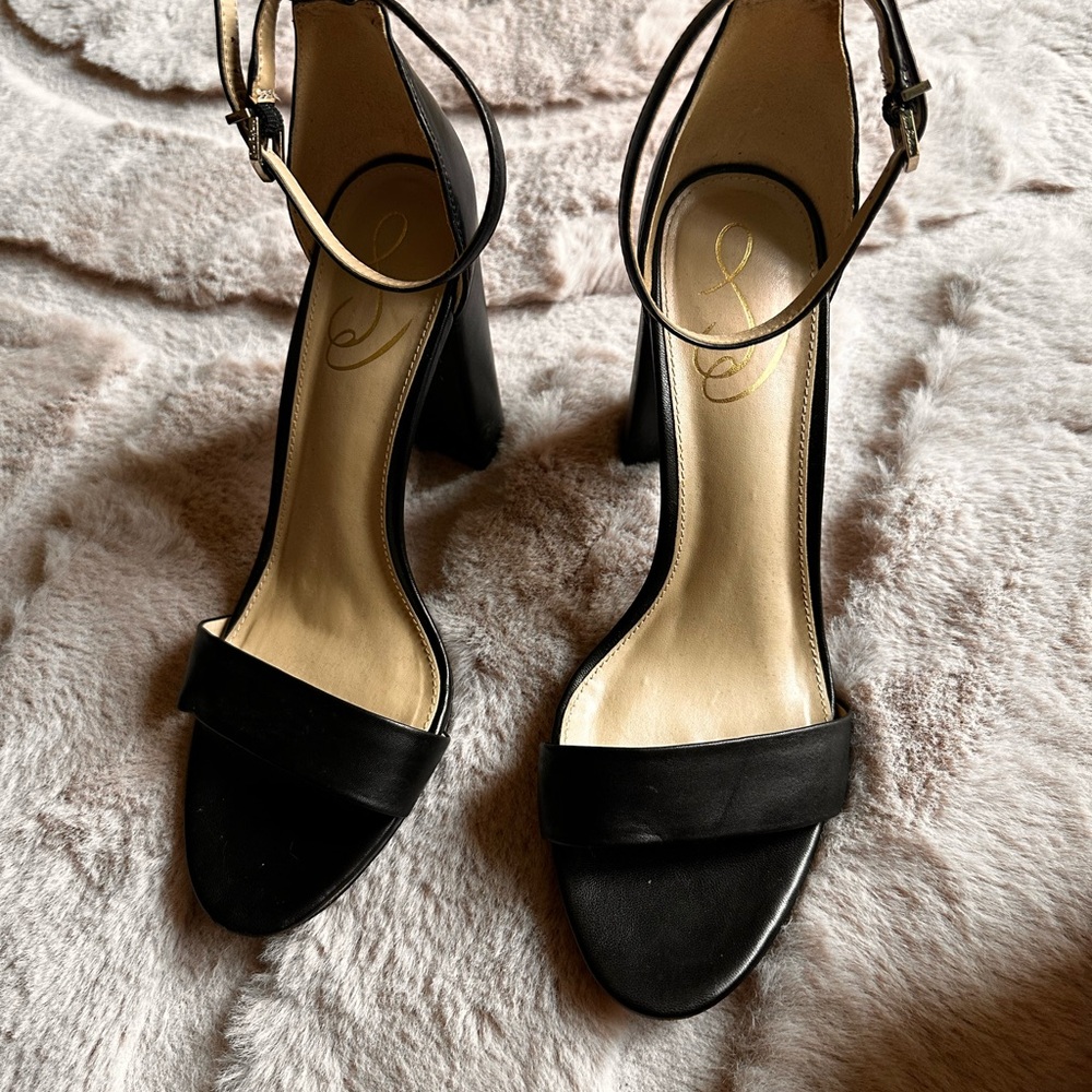 Black Ankle-Strap Block Heel Sandals - Women